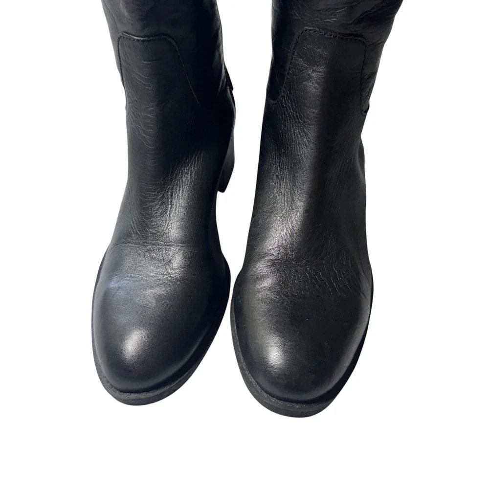 BCBGeneration Tall Boots Womens 9 Black Leather Lace Back Edgy Goth BG-MALLORY